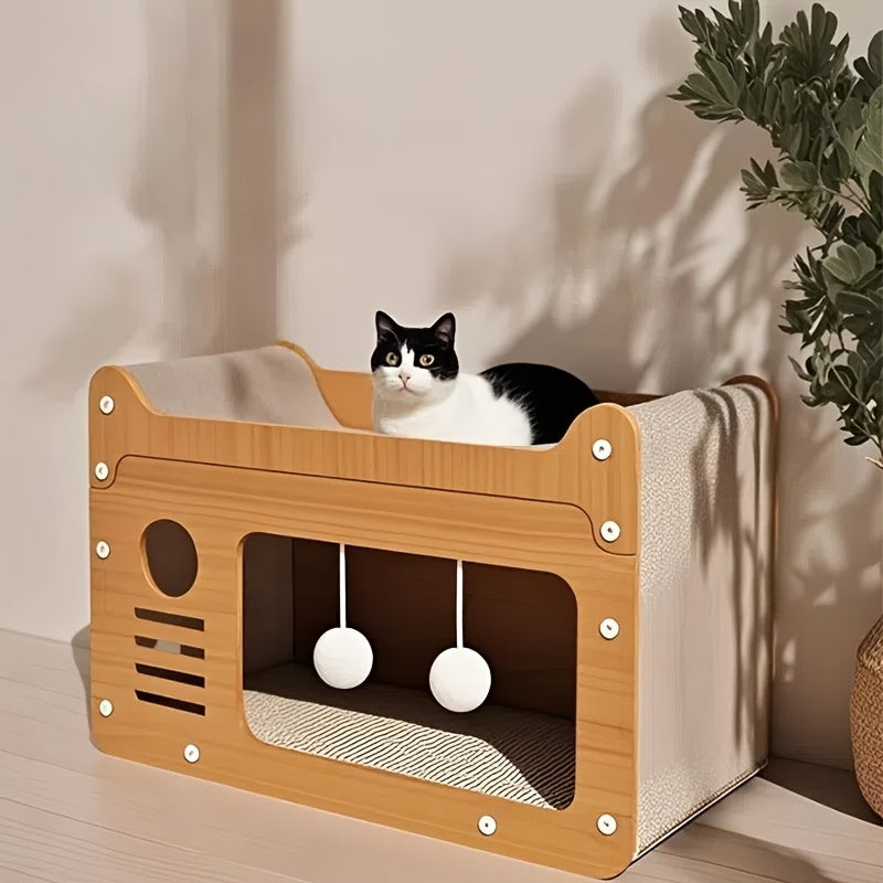 AuraPaws Wall Cat Bed & Scratching Post | 2-in-1 Space-Saving Design