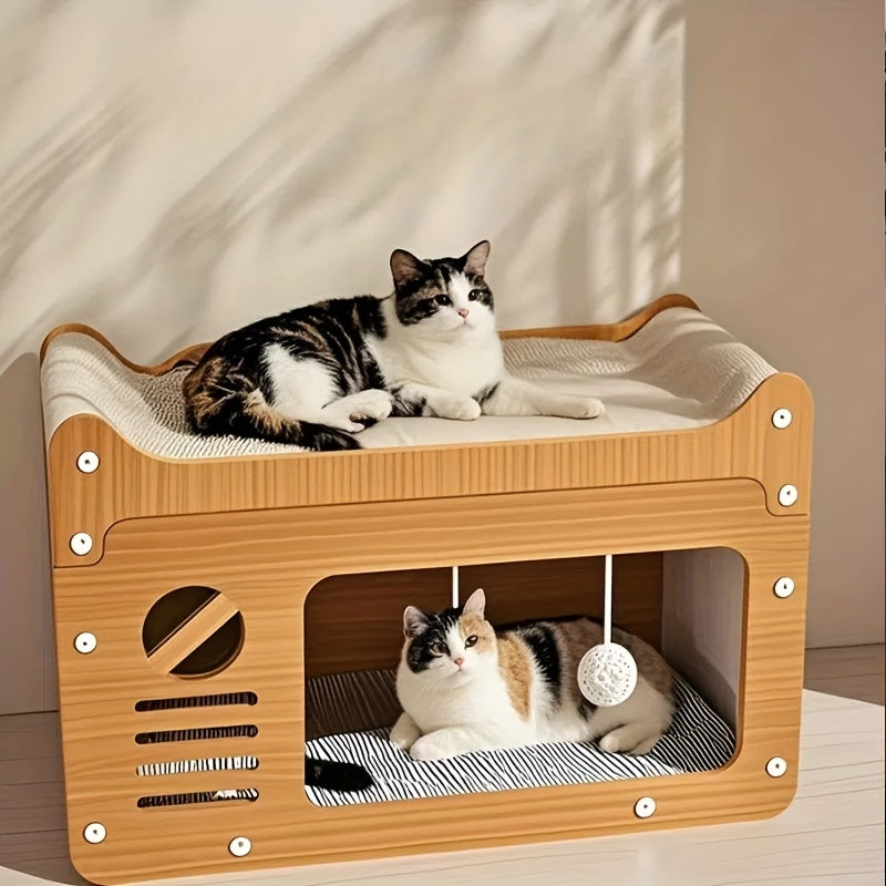 AuraPaws Wall Cat Bed & Scratching Post | 2-in-1 Space-Saving Design