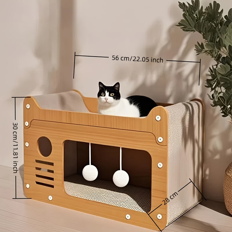 AuraPaws Wall Cat Bed & Scratching Post | 2-in-1 Space-Saving Design