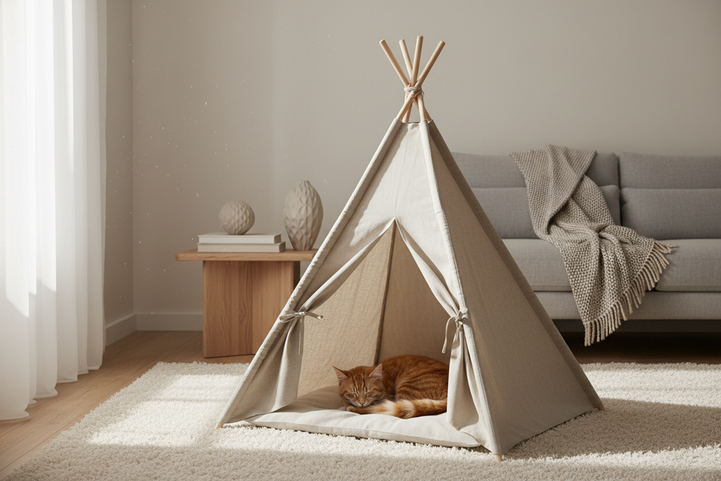Linen Pet Teepee Bed
